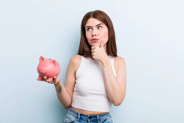 Young Adult Pretty Woman Piggy Bank — Foto de Stock