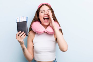 young adult pretty woman flight passenger concept