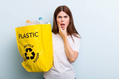 young adult pretty woman recycle concept
