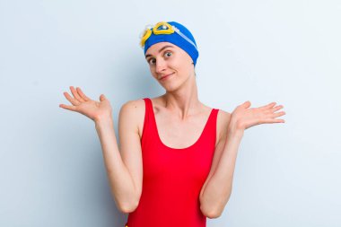 young adult pretty woman swimmer concept