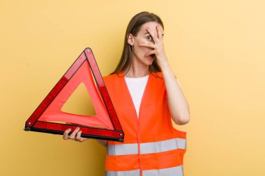 young adult pretty woman car emergency concept