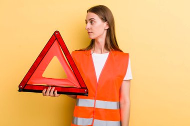 young adult pretty woman car emergency concept