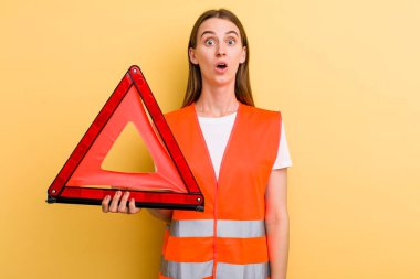 young adult pretty woman car emergency concept