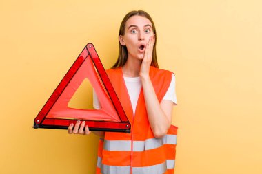 young adult pretty woman car emergency concept