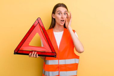 young adult pretty woman car emergency concept