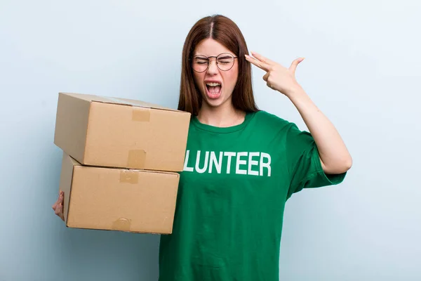 Young Adult Pretty Woman Volunteer Donation Concept — Fotografia de Stock