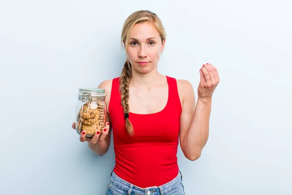 Young Adult Blonde Woman Home Made Cookies — Stock Fotó