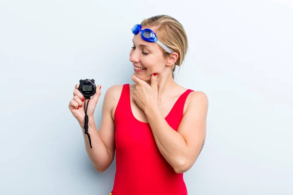 Young Adult Blonde Woman Swimmer Concept — Stockfoto