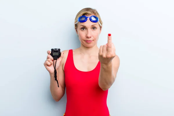 Young Adult Blonde Woman Swimmer Concept — Stock Photo, Image