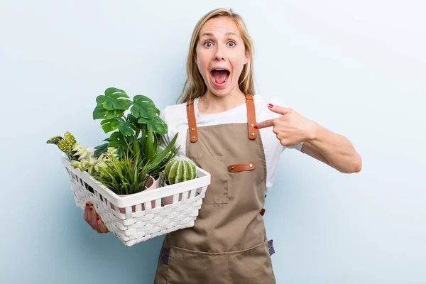 Young Adult Blonde Woman Farmer Gardering Concept — Foto Stock