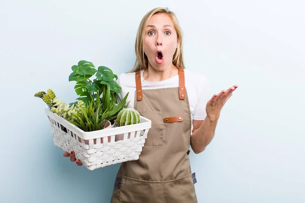 Young Adult Blonde Woman Farmer Gardering Concept — Stok fotoğraf