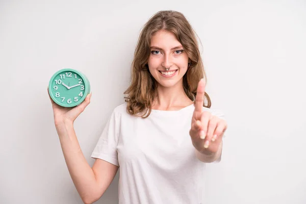 Teenager Girl Alarm Clock Concept — 스톡 사진