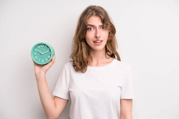 Teenager Girl Alarm Clock Concept — Photo