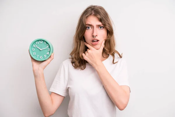Teenager Girl Alarm Clock Concept — Stockfoto