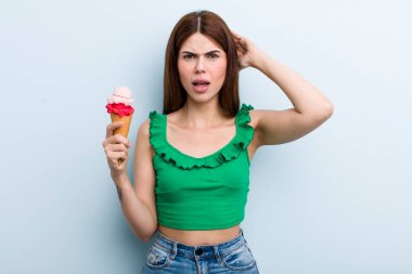 young adult pretty woman. summer and ice cream concept