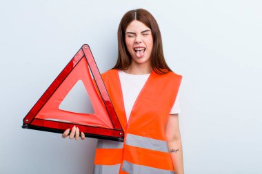 young adult pretty woman. car emergency concept