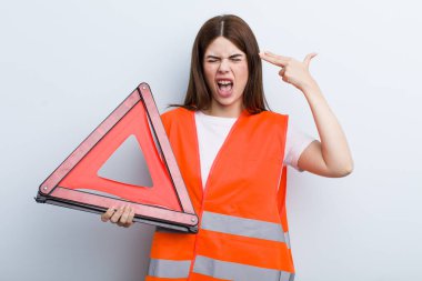 young adult pretty woman. car emergency concept