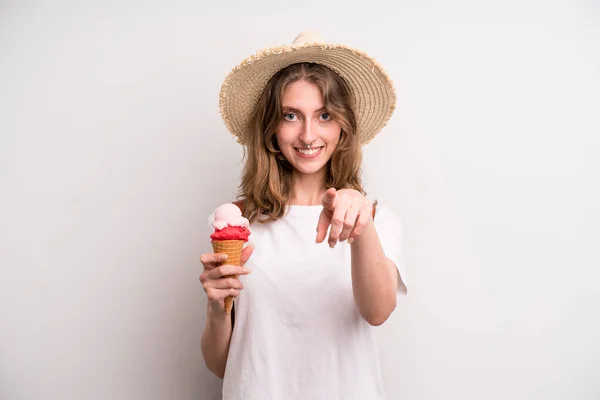 Teenager Girl Ice Cream Summer Concept — Stok fotoğraf