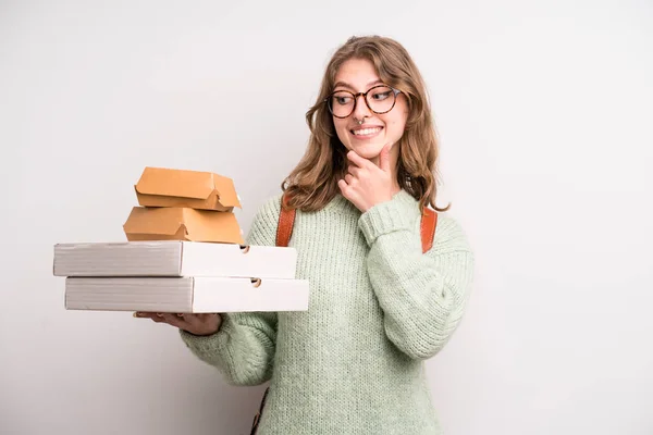 Teenager Girl Delivery Take Away Fast Food Concept — Photo