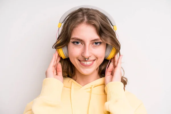 Έφηβη Έννοια Μουσικής Και Ακουστικών — Φωτογραφία Αρχείου