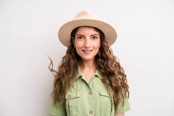 Young Adult Pretty Woman Summer Hat Concept —  Fotos de Stock