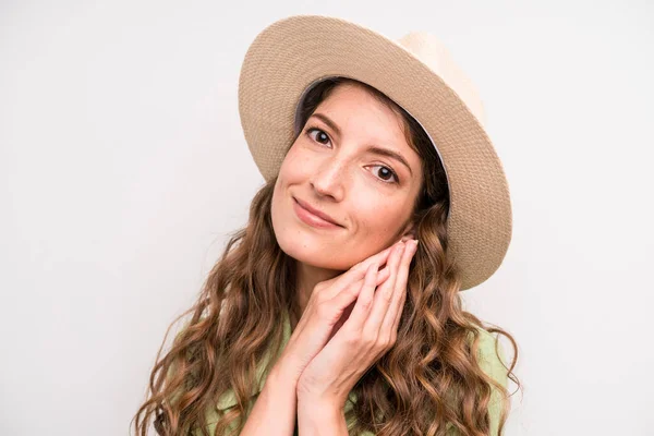 Young Adult Pretty Woman Summer Hat Concept — Stockfoto