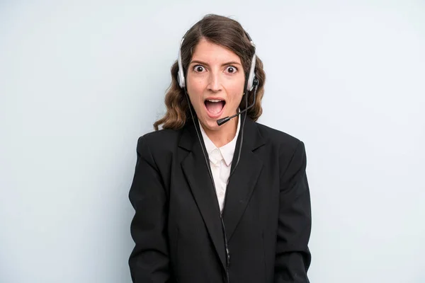Young Adult Pretty Woman Telemarketer Concept — Stock Photo, Image