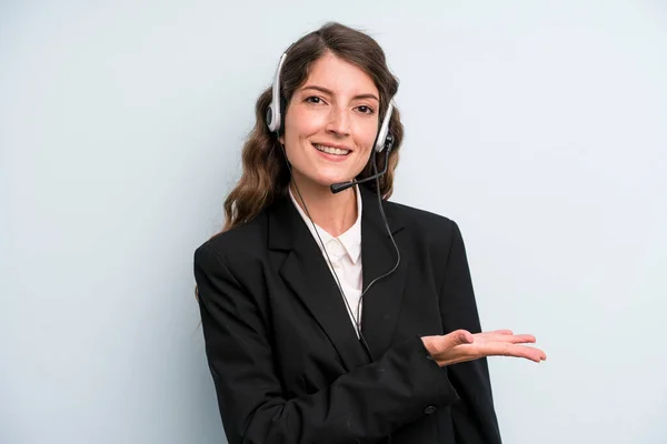 Young Adult Pretty Woman Telemarketer Concept — Foto de Stock