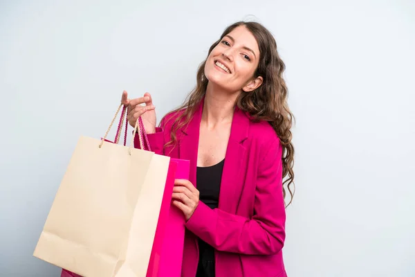 Young Adult Pretty Woman Shopping Bags — Stockfoto