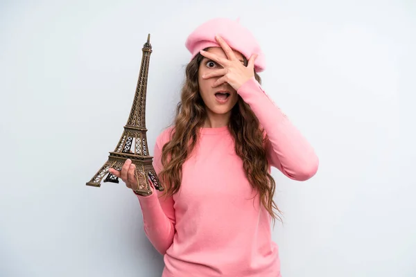 Νεαρή Ενήλικη Όμορφη Γυναίκα Γαλλία Και Παρίσι Έννοια — Φωτογραφία Αρχείου