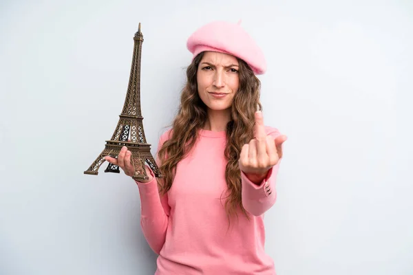 Νεαρή Ενήλικη Όμορφη Γυναίκα Γαλλία Και Παρίσι Έννοια — Φωτογραφία Αρχείου