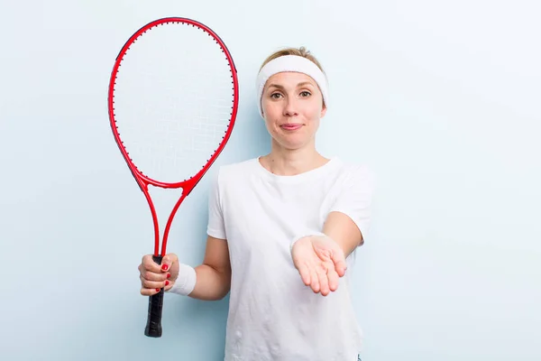 Ładna Blondynka Młoda Kobieta Koncepcja Sportu Tenisowego — Zdjęcie stockowe