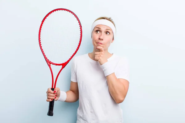 Ładna Blondynka Młoda Kobieta Koncepcja Sportu Tenisowego — Zdjęcie stockowe