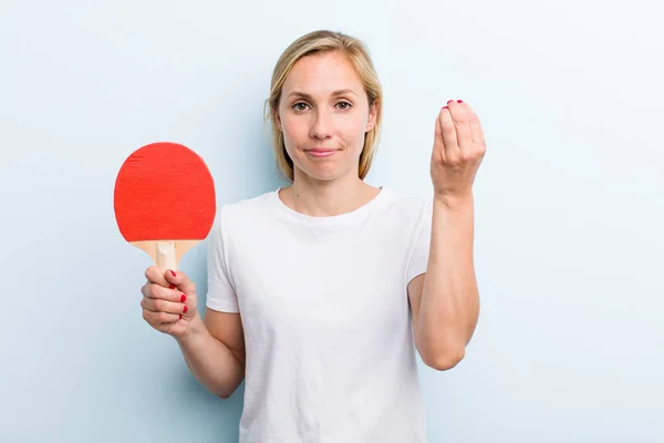 Bonita Rubia Joven Mujer Adulta Concepto Ping Pong —  Fotos de Stock