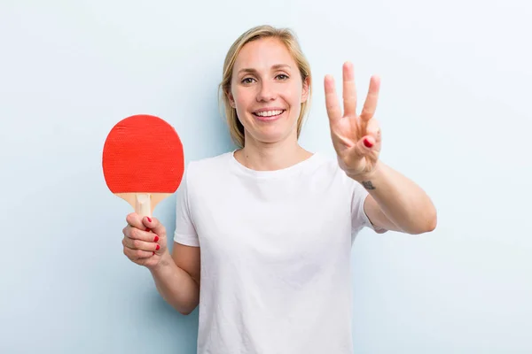 Pretty Blonde Young Adult Woman Ping Pong Concept — Stock Fotó