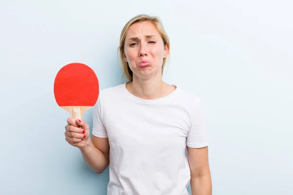 Hübsche Blonde Junge Erwachsene Frau Tischtennis Konzept — Stockfoto