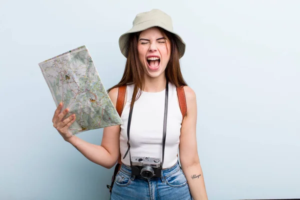 Young Adult Pretty Woman Enjoying Her Holidays Tourist Concept — Photo