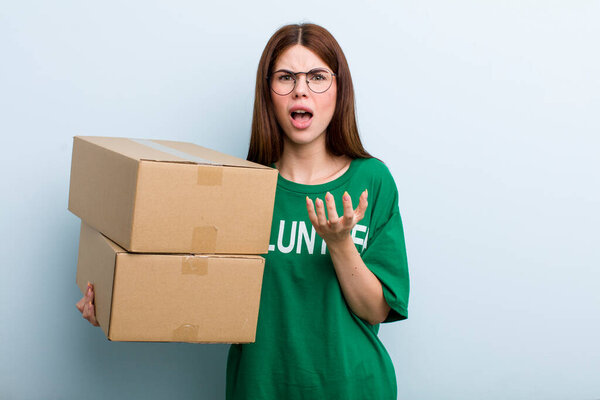 young adult pretty woman. donation and volunteer concept