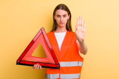 young adult pretty woman. car emergency concept