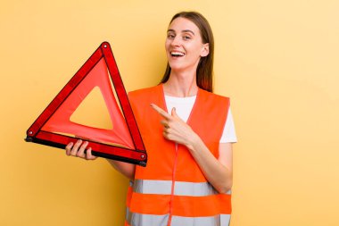 young adult pretty woman. car emergency concept