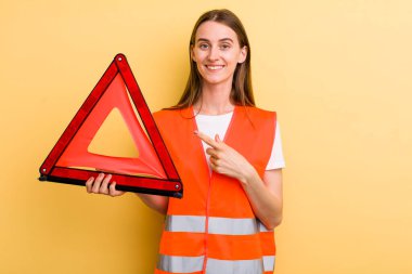 young adult pretty woman. car emergency concept