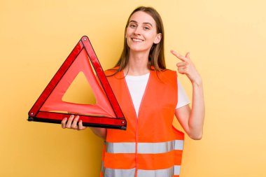 young adult pretty woman. car emergency concept