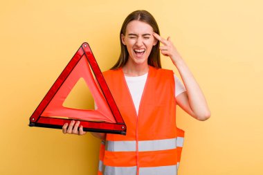 young adult pretty woman. car emergency concept