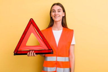 young adult pretty woman. car emergency concept