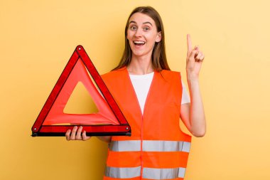 young adult pretty woman. car emergency concept