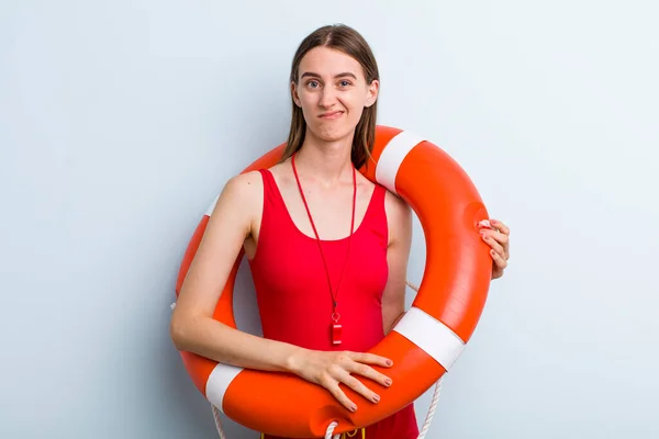 Young Adult Pretty Woman Life Guard Concept — Stock Photo, Image