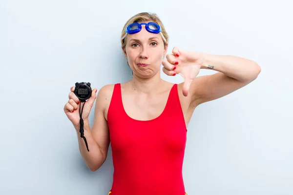 Young Adult Blonde Woman Swimmer Summer Concept — Stock Photo, Image