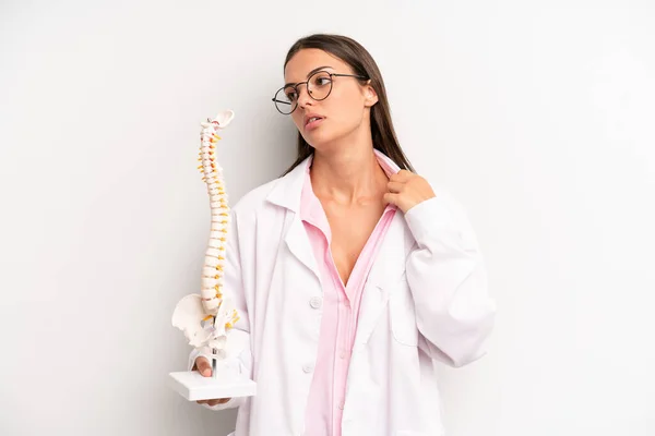 Pretty Woman Feeling Stressed Anxious Tired Frustrated Spine Specialist Concept — ストック写真