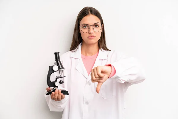 Mooie Vrouw Die Zich Gekruist Voelt Duimen Naar Beneden Laat — Stockfoto