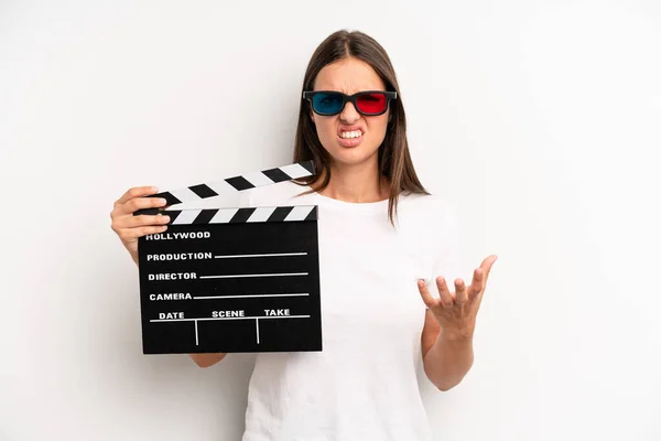 Pretty Woman Looking Angry Annoyed Frustrated Movie Film Concept — Stockfoto